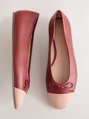 Red Forever Comfort® Leather Toe Cap Ballet Flats - Image 1 of 10