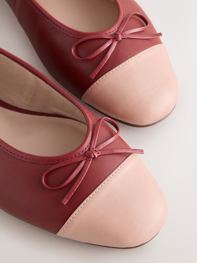 Red Forever Comfort® Leather Toe Cap Ballet Flats - Image 10 of 10 Red Forever Comfort® Leather Toe Cap Ballet Flats - Image 10 of 10