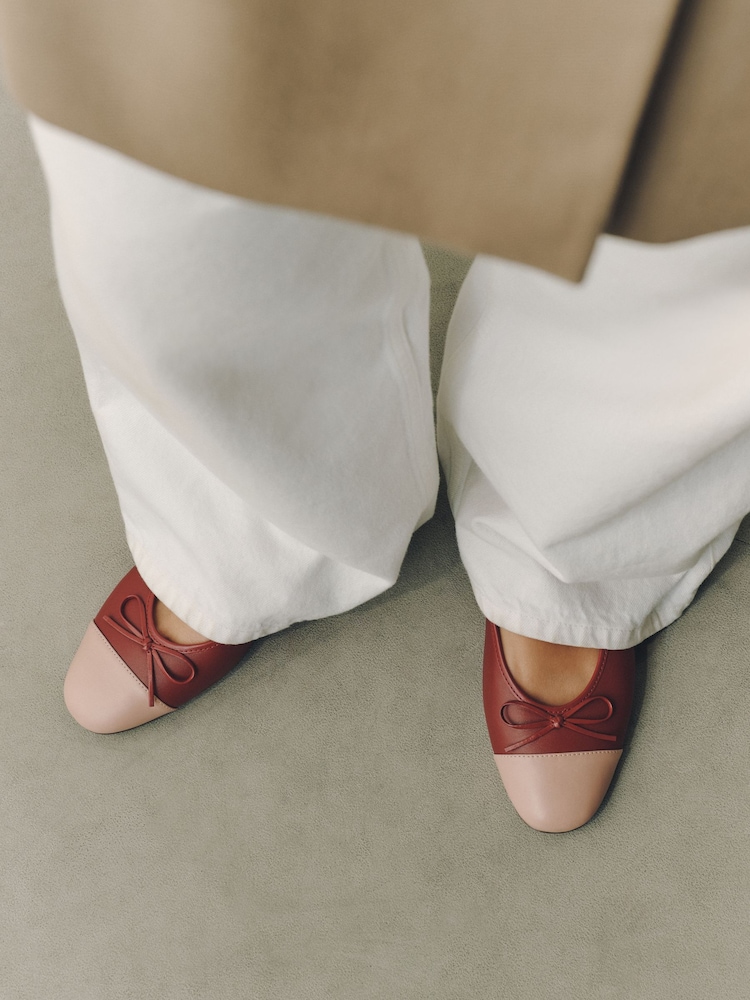 Red Forever Comfort® Leather Toe Cap Ballet Flats - Image 2 of 10 Red Forever Comfort® Leather Toe Cap Ballet Flats - Image 2 of 10