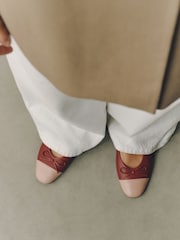 Red Forever Comfort® Leather Toe Cap Ballet Flats - Image 3 of 10