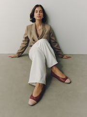 Red Forever Comfort® Leather Toe Cap Ballet Flats - Image 4 of 10