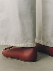 Red Forever Comfort® Leather Toe Cap Ballet Flats - Image 6 of 10