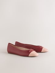 Red Forever Comfort® Leather Toe Cap Ballet Flats - Image 8 of 10