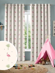 Sara Miller Cream Kids Flamingo Made To Measure 100% Cotton Curtains - Image 1 of 6