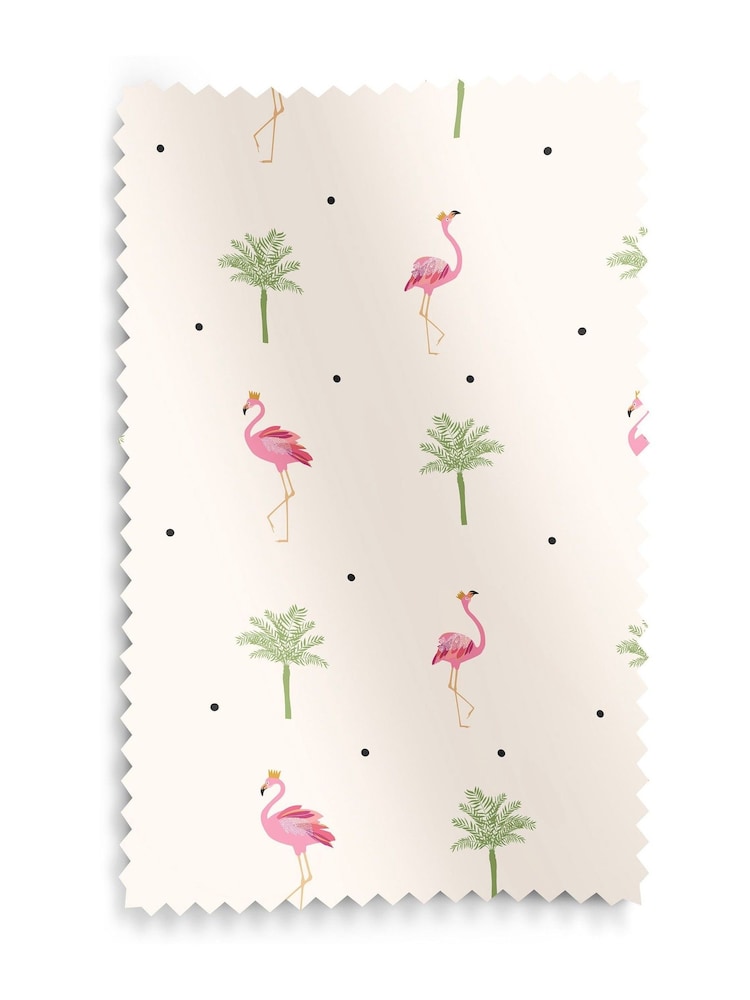 Sara Miller Cream Kids Flamingo Made To Measure 100% Cotton Curtains - Image 6 of 6