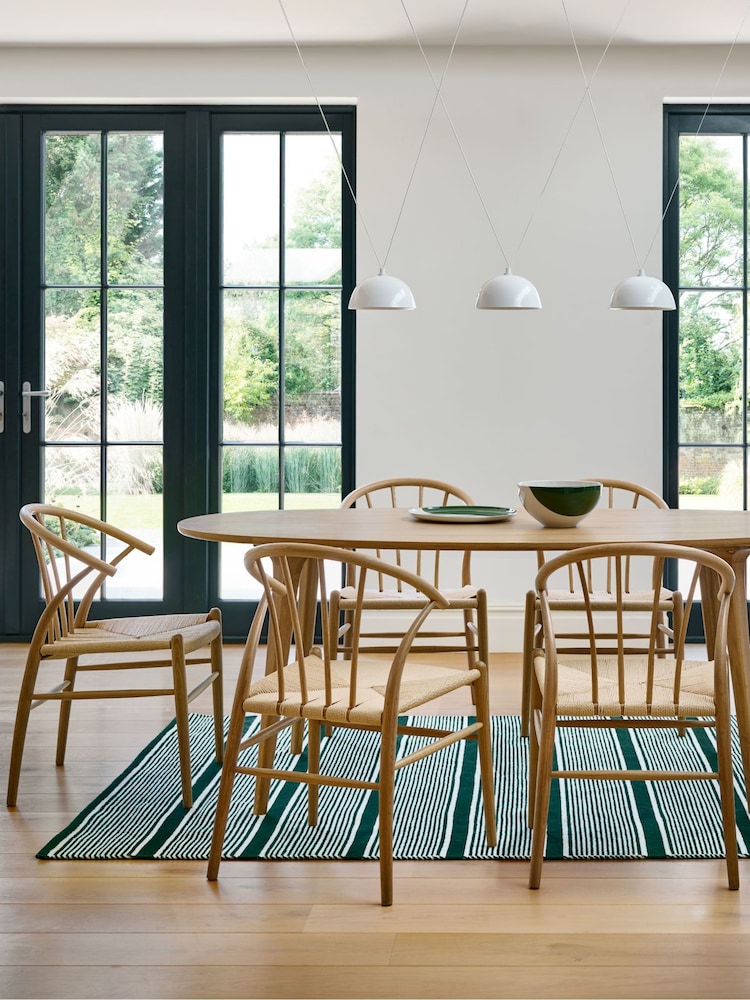 Jasper Conran London Green Stripe Wool Rug - Image 2 of 5