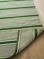 Jasper Conran London Green Stripe Wool Rug - Image 4 of 5