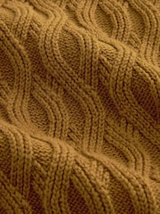 Karamellbraun - Strukturierter Strickpullover mit Stehkragen - Bild 7 von 7