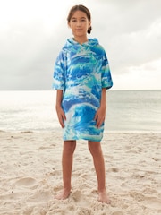 Blue TowelIing Tie Dye Poncho - Image 2 of 7