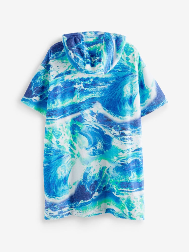 Blue TowelIing Tie Dye Poncho - Image 7 of 7