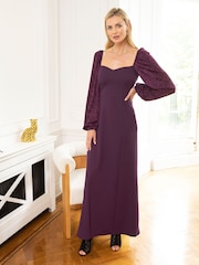 Hot Squash Purple Sweetheart Neckline Maxi Dress - Slika 3 iz 4