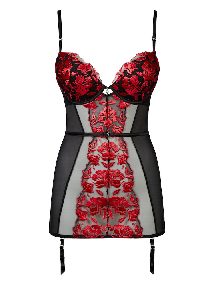 Ann Summers The Hero Dessous-Kleid mit Strumpfhaltern und Floralmuster - Bild 4 von 4