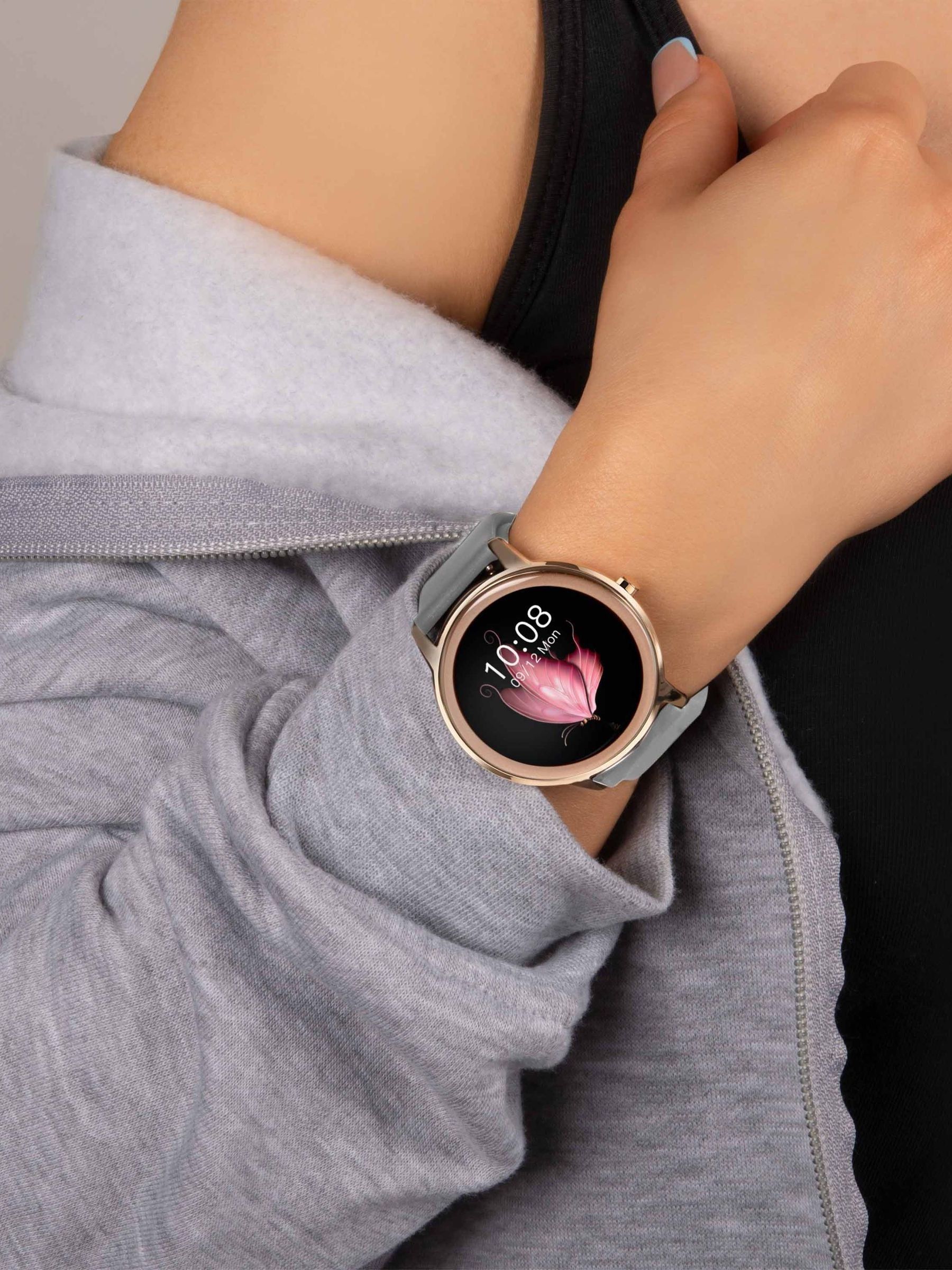 Buy Sekonda Ladies Grey Silicone Strap And Rose Gold Case Smart Watch from the Next UK online shop