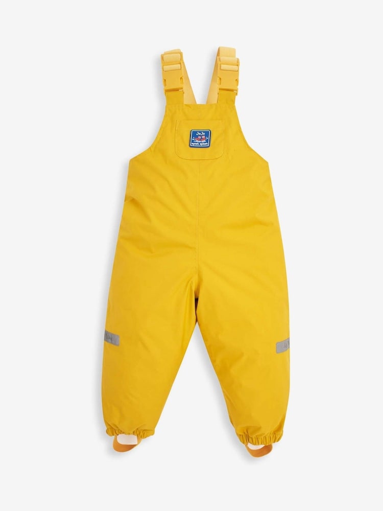 JoJo Maman Bébé Mustard Yellow Pack-Away Waterproof Dungarees - Image 1 of 5