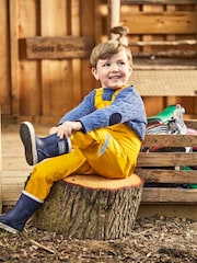 JoJo Maman Bébé Mustard Yellow Pack-Away Waterproof Dungarees - Image 4 of 5