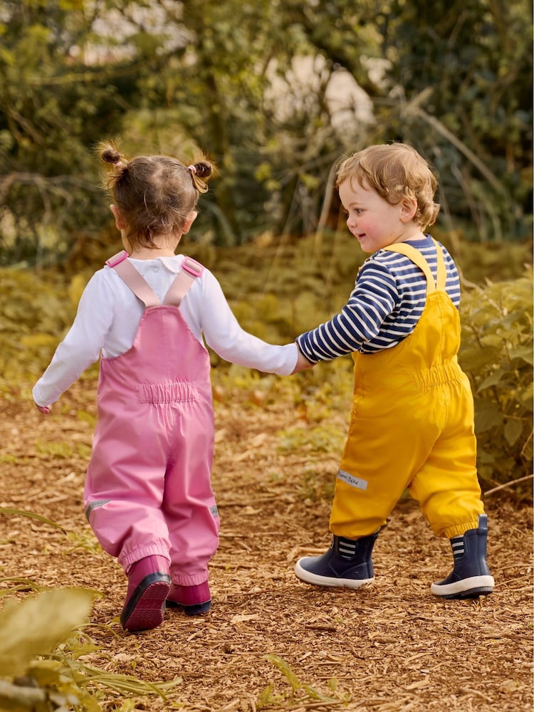 JoJo Maman Bébé Mustard Yellow Pack-Away Waterproof Dungarees - Image 5 of 5