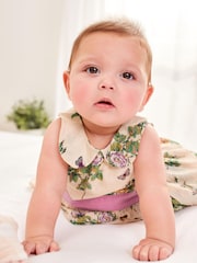 Laura Ashley Cream/Lilac Newborn Tiered Sleeveless Prom Dress - Image 3 of 9