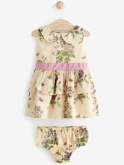 Laura Ashley Cream/Lilac Newborn Tiered Sleeveless Prom Dress - Image 4 of 9
