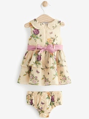 Laura Ashley Cream/Lilac Newborn Tiered Sleeveless Prom Dress - Image 5 of 9