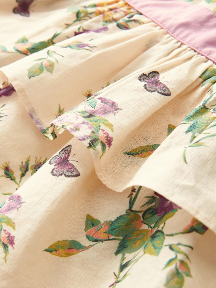 Laura Ashley Cream/Lilac Newborn Tiered Sleeveless Prom Dress - Image 7 of 9