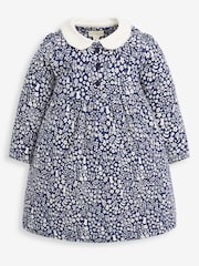 JoJo Maman Bébé Navy Woodland Mouse Print Peter Pan Dress - Image 1 of 2
