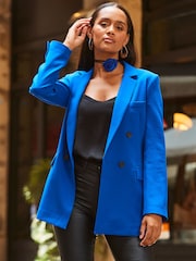 Sosandar Blue Relaxed Double Breasted Blazer - Image 1 of 5