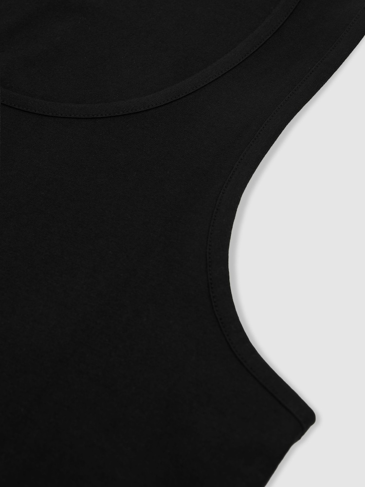Reiss Black Vinnie Cotton Stretch Vest - Image 5 of 5 Reiss Black Vinnie Cotton Stretch Vest - Image 5 of 5