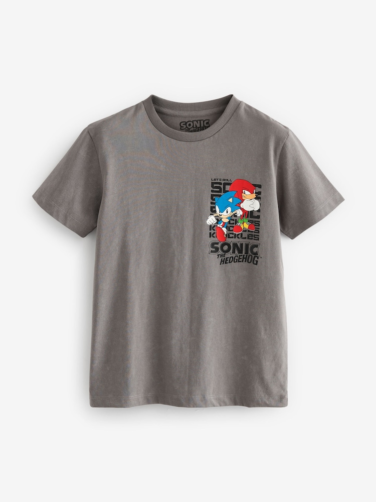 Grey 100% Cotton Licensed Sonic T-Shirt by Next (3-16yrs) - Image 1 of 1