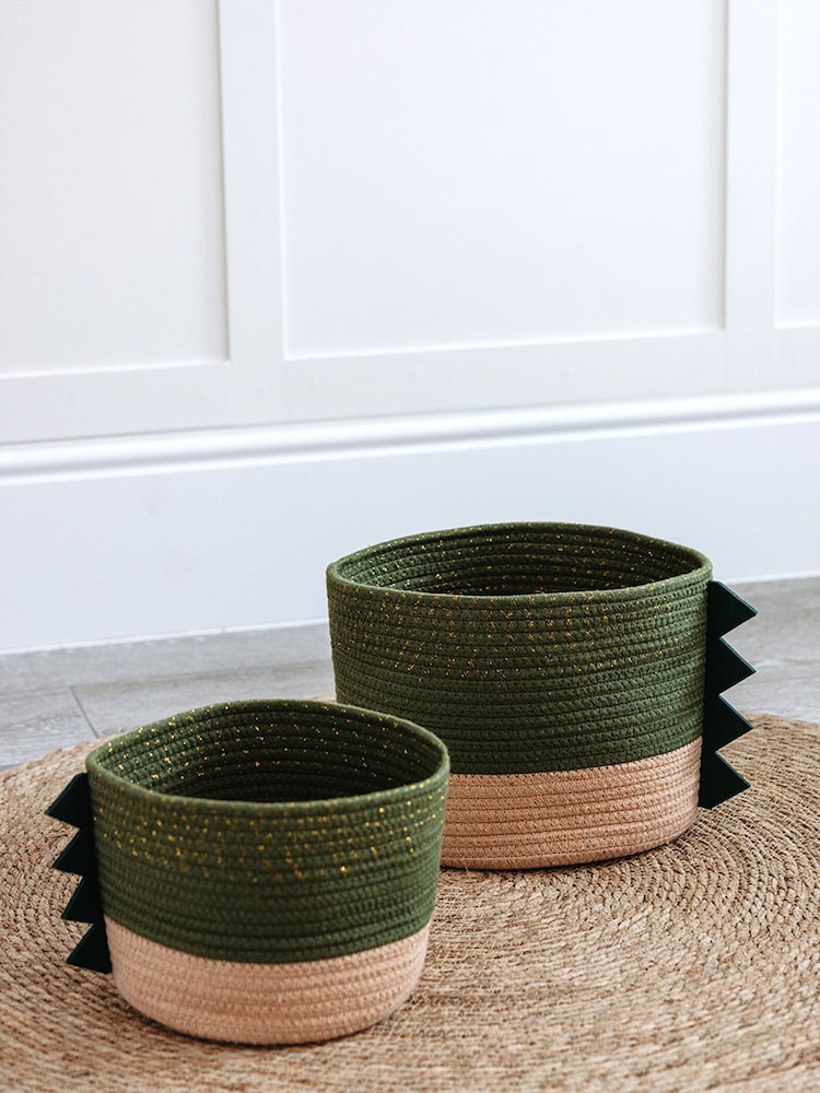 Chapter B Green Kids Club Dino Rope Basket - set of 2 - Image 1 of 5