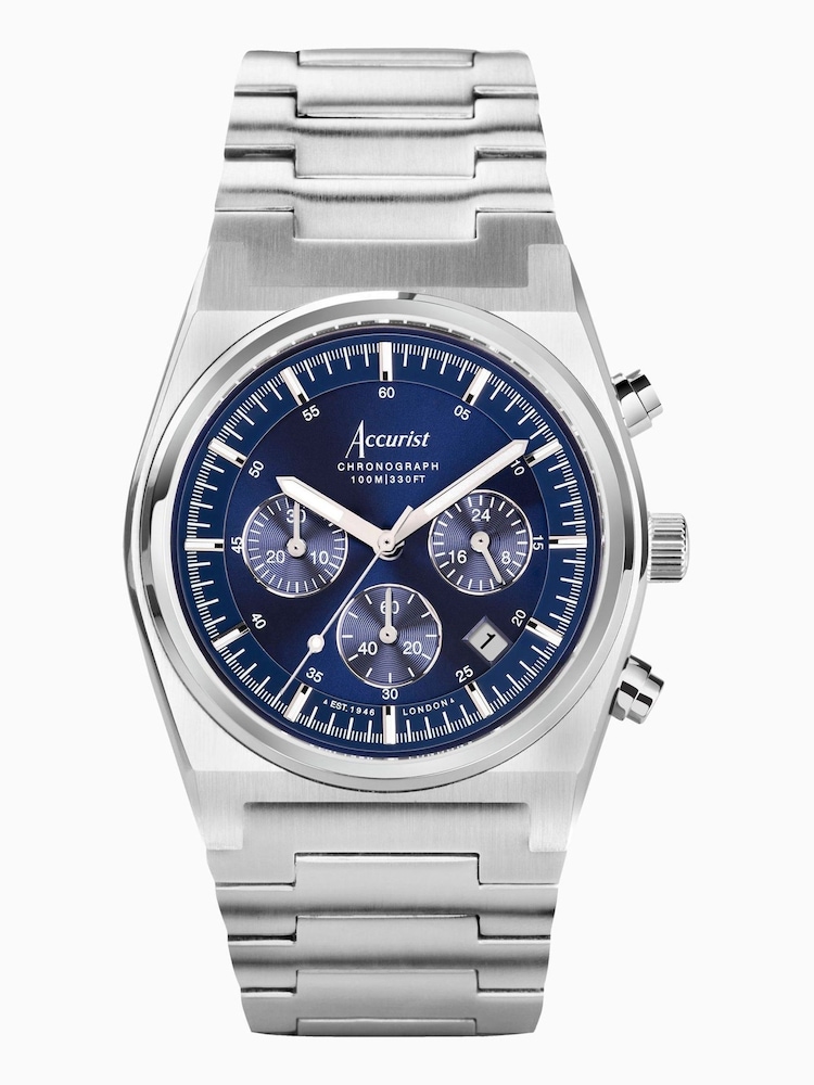 Accurist Origin Mens Silver Tone Stainless Steel Bracelet Chronograph Watch - Image 1 of 6