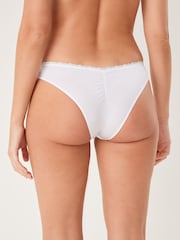 Aqua Blue/White Extra High Leg Embroidered Knickers 2 Pack - Image 5 of 9