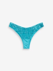 Aqua Blue/White Extra High Leg Embroidered Knickers 2 Pack - Image 9 of 9