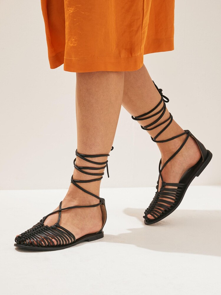Black Forever Comfort Wrap Huarache Flats - Image 1 of 4 Black Forever Comfort Wrap Huarache Flats - Image 1 of 4