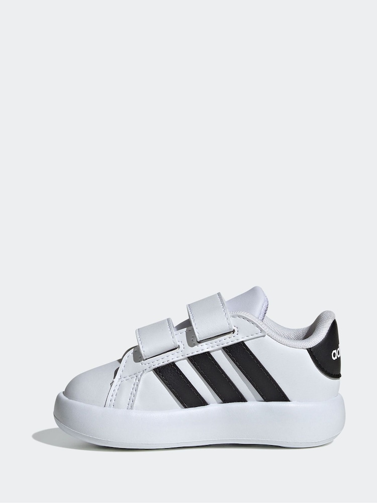 adidas White/Black Kids Grand Court 2.0 Shoes - Image 2 of 9
