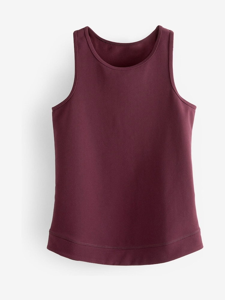 Berry Red Active Sports Fitted Ribbed Vest - Image 5 of 5