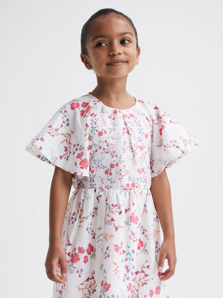 Reiss Multi Jeanie 9-12 yrs Print Midi Dress - Image 1 of 7