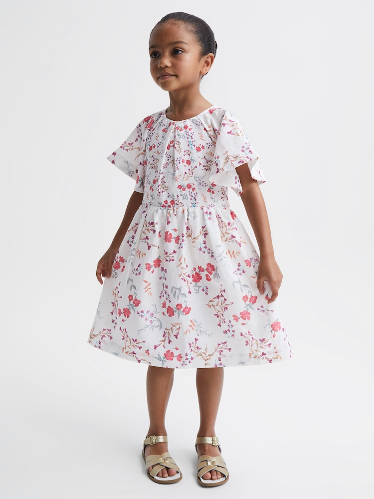 Reiss Multi Jeanie 9-12 yrs Print Midi Dress - Image 3 of 7