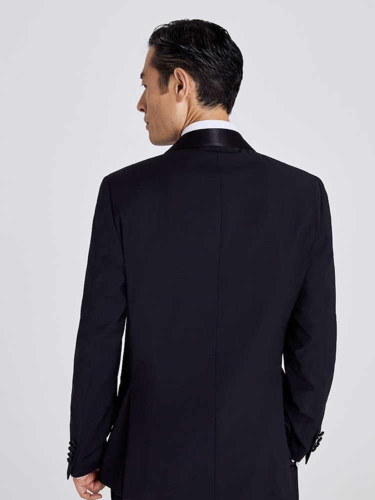 MOSS Black Tailored Fit Performance Dresswear Notch Suit: Jacket - Image 4 of 6