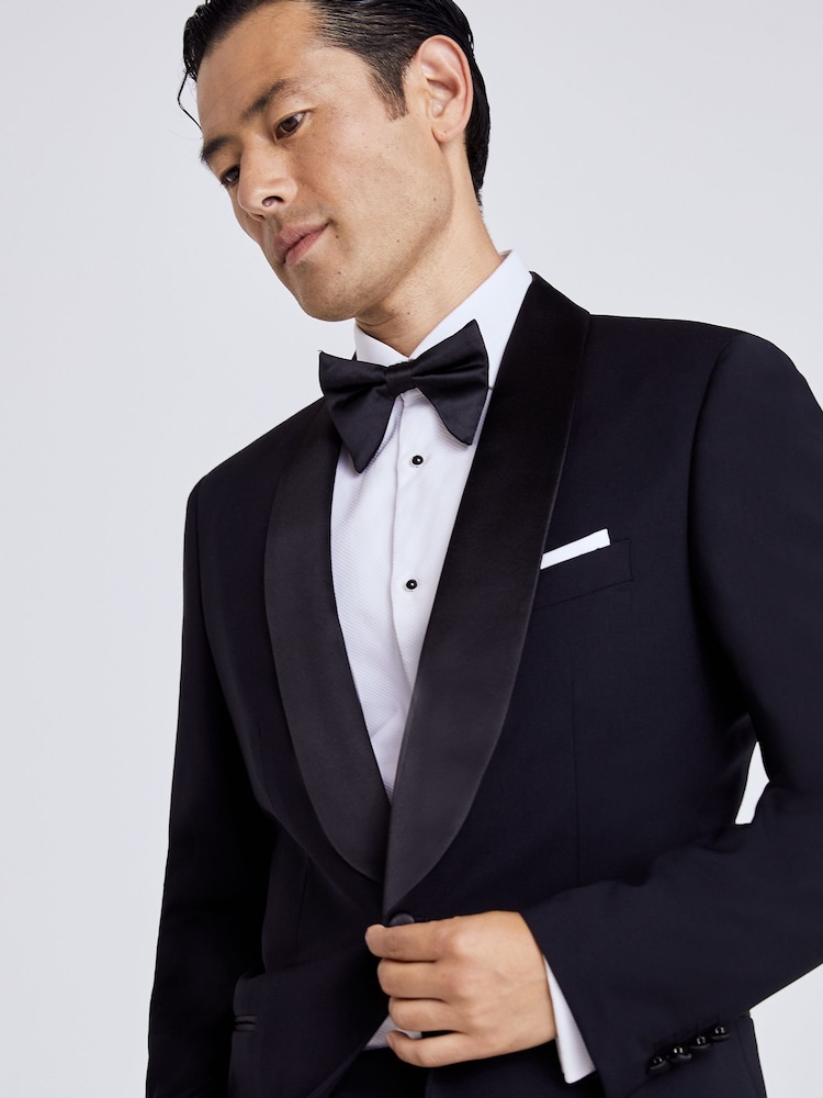 MOSS Black Tailored Fit Performance Dresswear Notch Suit: Jacket - Image 5 of 6