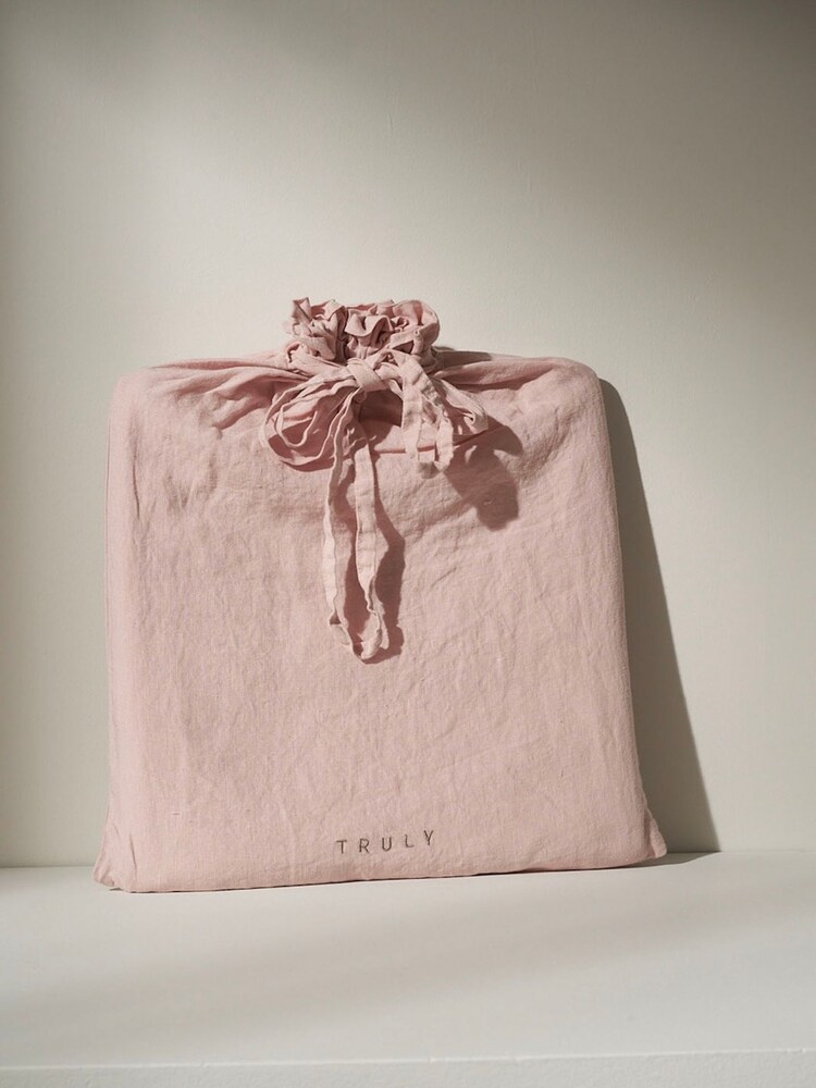 Truly Blush Pink Hem 100% Linen Table Cloth - Image 2 of 2 Truly Blush Pink Hem 100% Linen Table Cloth - Image 2 of 2