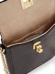 Lulu Guinness Snake Effect Small Lip Turnlock Rita Black Bag - Image 4 of 5