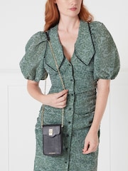 Lulu Guinness Snake Effect Small Lip Turnlock Rita Black Bag - Image 5 of 5