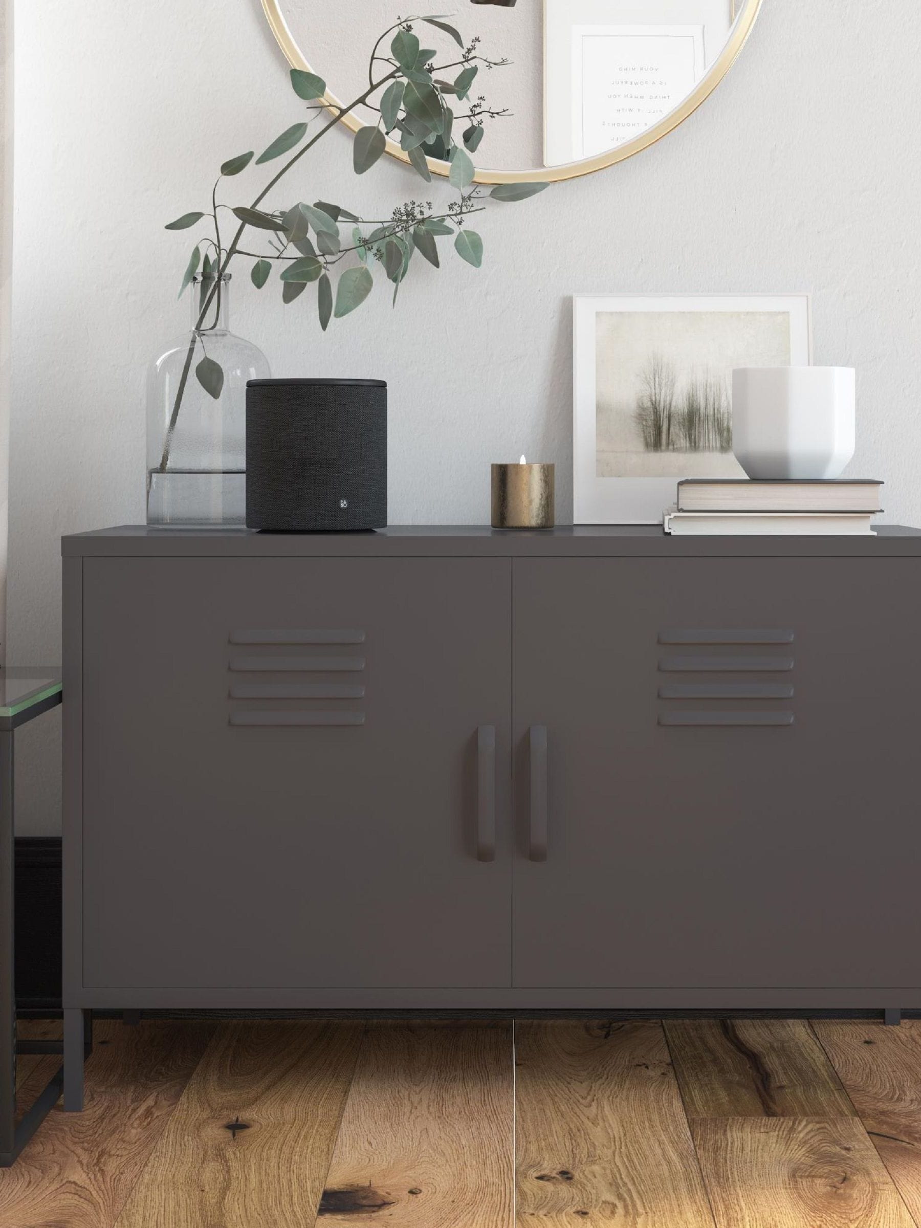 Dorel Metal Accent Cabinet - 2 Door - 2 Shelf - Grey - Image 5