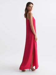 Reiss Bright Pink Nina Cape One Shoulder Maxi Dress - Image 5 of 5