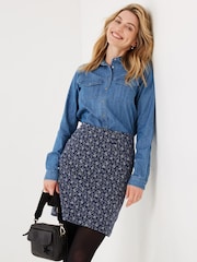 FatFace Blue Jennie Wave Dot Jersey Skirt - Image 1 of 5