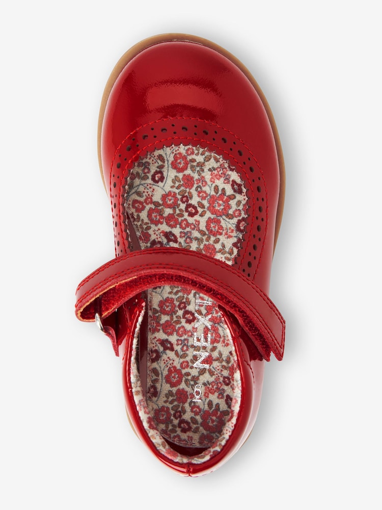 Red Patent Leather Standard Fit (F) Brogue Mary Jane Shoes - Image 3 of 5