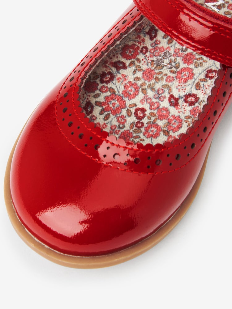 Red Patent Leather Standard Fit (F) Brogue Mary Jane Shoes - Image 4 of 5