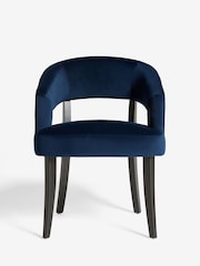 Set of 2 Soft Velvet Navy Remi Black Leg Dining Chairs - Image 2 of 7