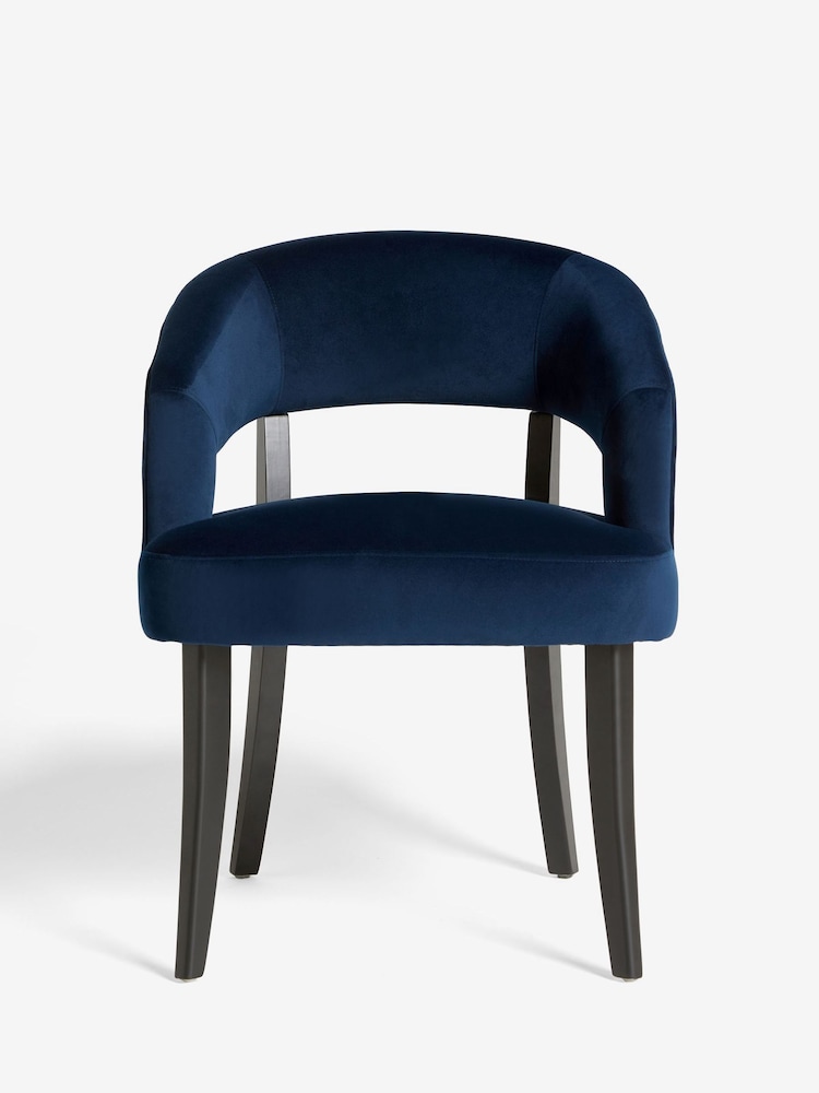 Set of 2 Soft Velvet Navy Remi Black Leg Dining Chairs - Image 2 of 7