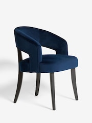 Set of 2 Soft Velvet Navy Remi Black Leg Dining Chairs - Image 3 of 7